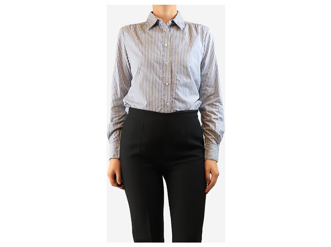 Loro Piana Camicia a righe blu - size UK 10 - vista 3
