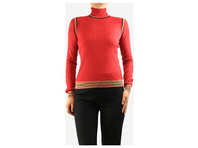 Fendi Feinstrickpullover rot - size UK 10 - Ansicht 3