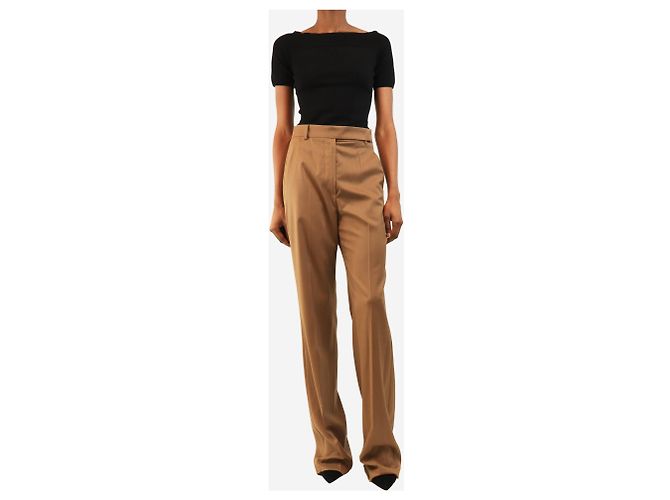 Max Mara Pantalones de traje de lana marrón - size UK 8 Castaño - vista 2
