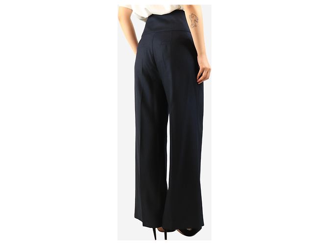 Victoria Beckham Marineblaue Hose mit Bindegürtel - size UK 12 - Ansicht 3