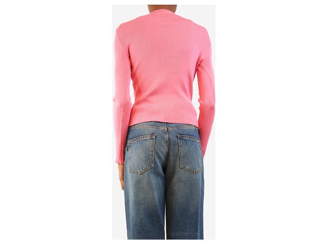 Oscar de la Renta Geripptes Langarm-Top in Rosa - size S Pink - Ansicht 2