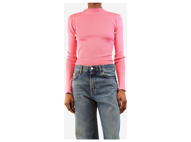 Oscar de la Renta Geripptes Langarm-Top in Rosa - size S Pink - Ansicht 3