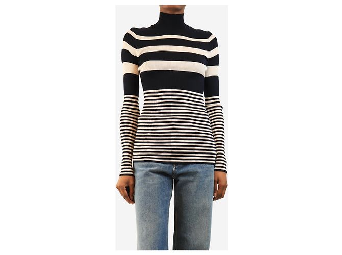 Moncler Langarmshirt mit Streifen in Marineblau - Größe S - Ansicht 3