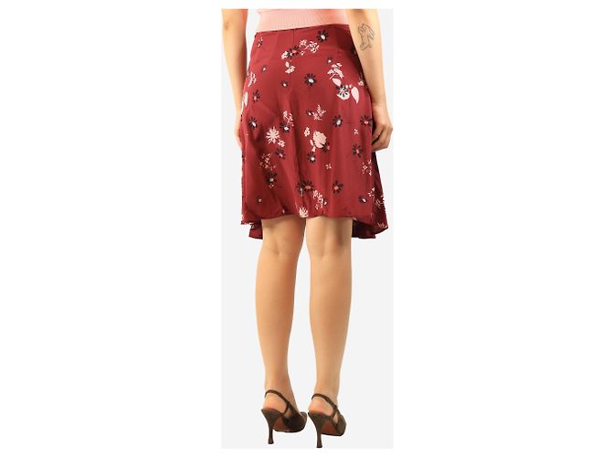 Valentino Falda de seda con estampado floral rojo - size UK 10 Roja - vista 3
