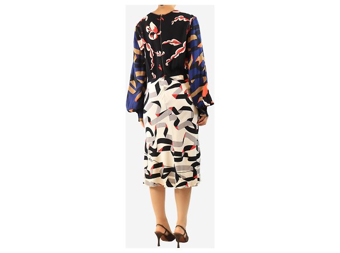 Msgm Mehrfarbig bedrucktes Crepe-Midikleid - size UK 16 Mehrfarben - Ansicht 2