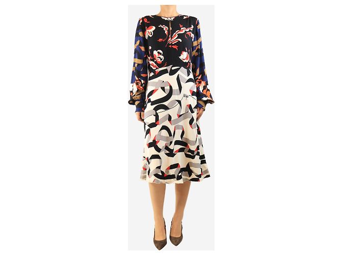 Msgm Mehrfarbig bedrucktes Crepe-Midikleid - size UK 16 Mehrfarben - Ansicht 3