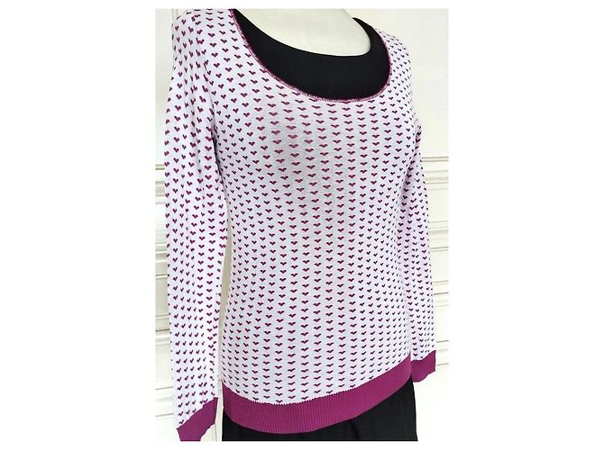 Sonia Rykiel Jersey de Punto con Corazones Rosa Blanco - vista 11
