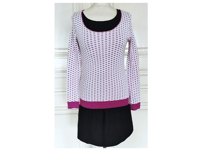Sonia Rykiel Jersey de Punto con Corazones Rosa Blanco - vista 12