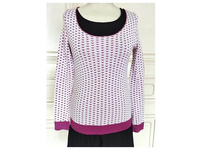 Sonia Rykiel Jersey de Punto con Corazones Rosa Blanco - vista 13