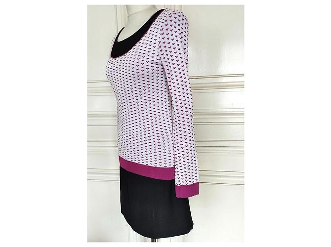Sonia Rykiel Jersey de Punto con Corazones Rosa Blanco - vista 14