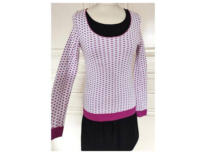 Sonia Rykiel Jersey de Punto con Corazones Rosa Blanco - vista 2