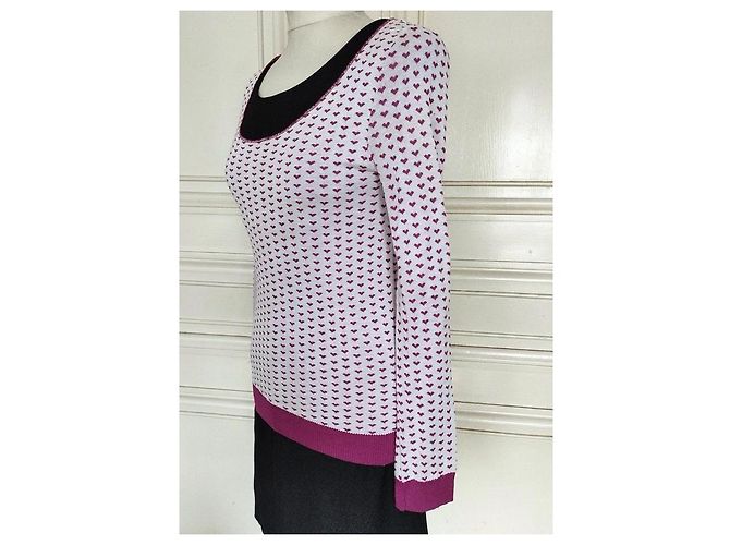 Sonia Rykiel Jersey de Punto con Corazones Rosa Blanco - vista 5