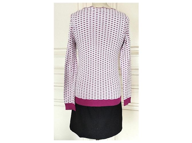 Sonia Rykiel Jersey de Punto con Corazones Rosa Blanco - vista 6