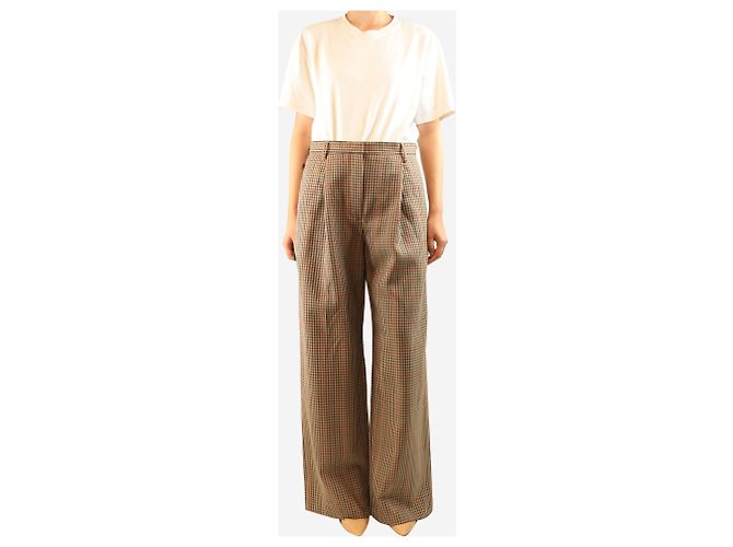 Dries Van Noten Pantalones de cuadros vichy marrones - size UK 10 Castaño - vista 2
