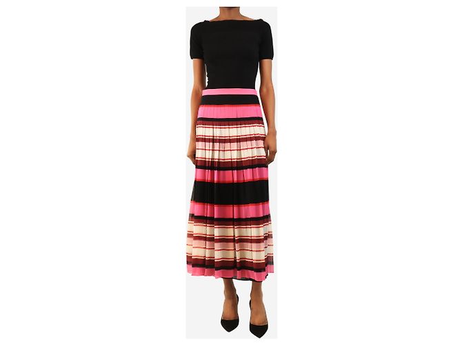 Valentino Falda midi a rayas rosas - size UK 8 - vista 2