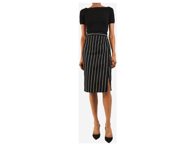 Balenciaga Falda midi cruzada de raya diplomática negra - size UK 8 Negro - vista 2