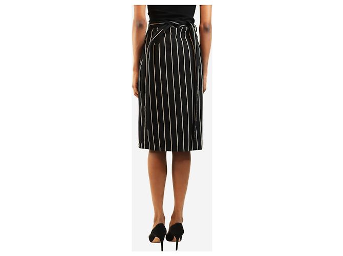 Balenciaga Falda midi cruzada de raya diplomática negra - size UK 8 Negro - vista 3