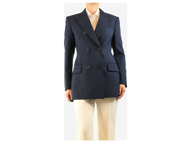 Sportmax Navy double-breasted blazer - size UK 12 Navy blue - view 3