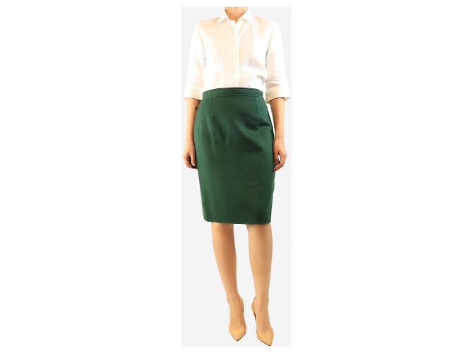 Oscar de la Renta Falda midi de lana verde oscuro - size UK 12 - vista 2