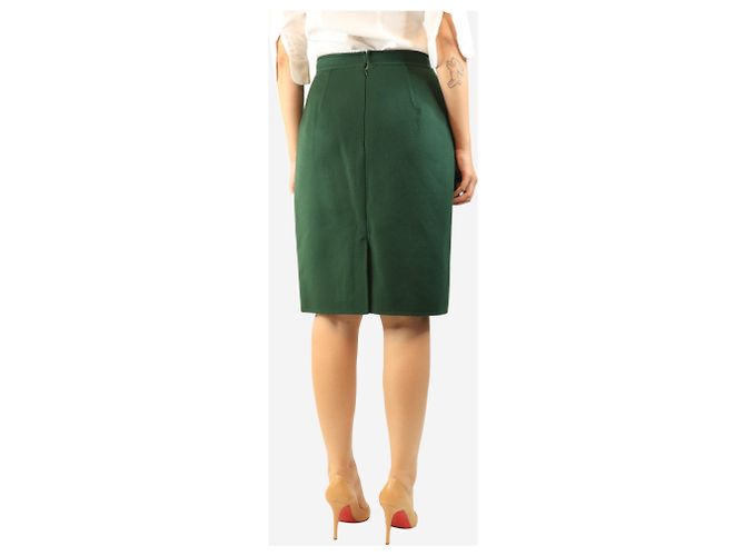 Oscar de la Renta Falda midi de lana verde oscuro - size UK 12 - vista 3