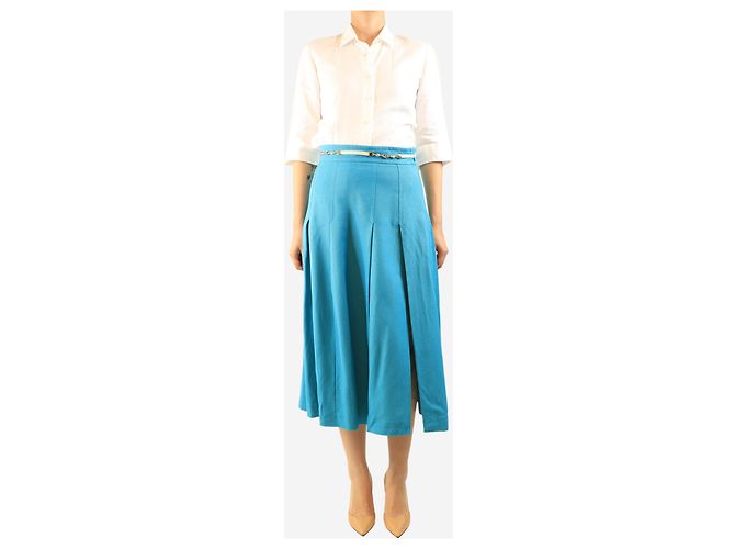 Gucci Falda midi azul con detalle de cadena - size UK 12 - vista 2