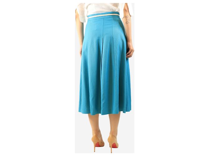 Gucci Falda midi azul con detalle de cadena - size UK 12 - vista 3
