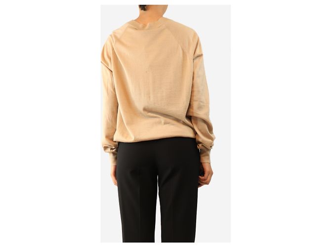 Miu Miu Neutraler Kaschmir-Cardigan mit Logo - size UK 12 - Ansicht 2