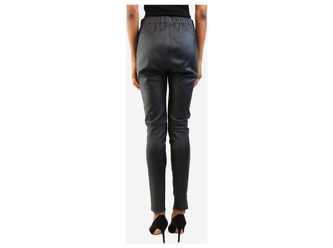 Joseph Leggings de cuero azul marino - size UK 12 - vista 3