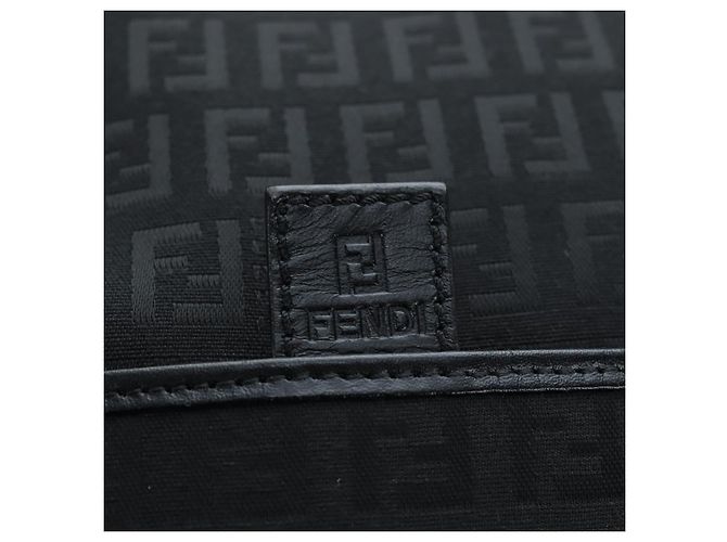 FENDI Zucchino Canvas Shoulder Bag Black Silver 8BT151 - vista 19