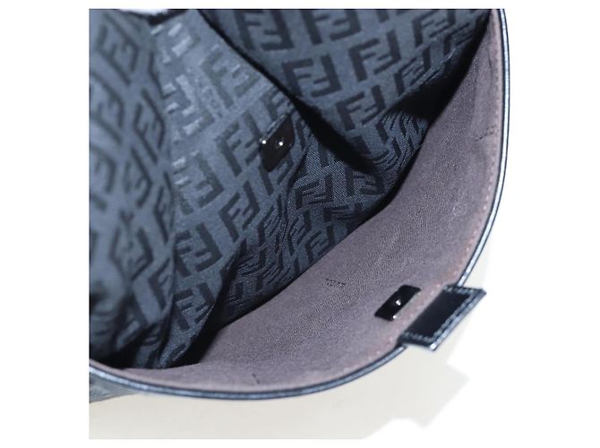 FENDI Zucchino Canvas Shoulder Bag Black Silver 8BT151 - vista 20