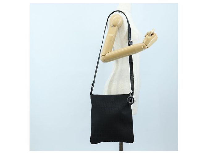 FENDI Zucchino Canvas Shoulder Bag Black Silver 8BT151 - vista 25