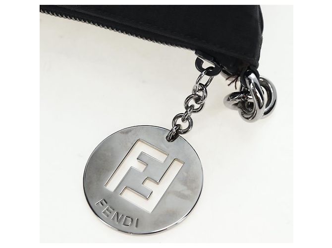 FENDI Zucchino Canvas Shoulder Bag Black Silver 8BT151 - vista 9