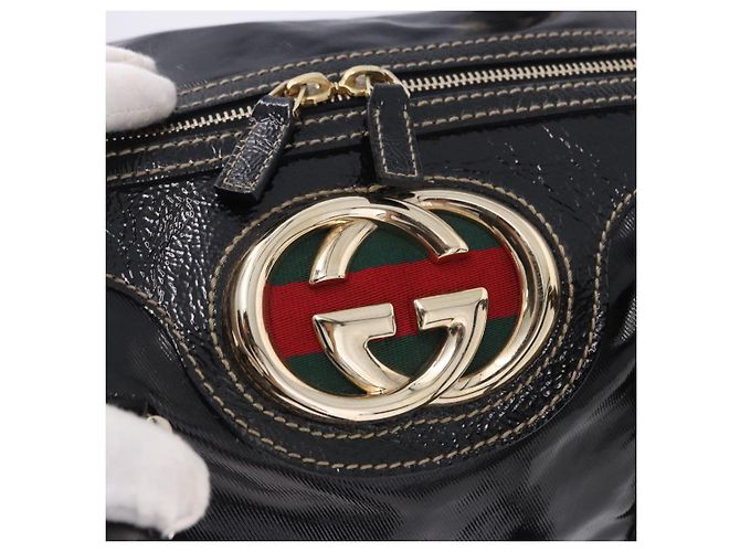GUCCI Interlocking Web Sherry Line Bag Patent leather Black 170010 - vista 18