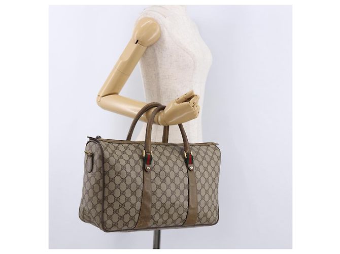 GUCCI GG Supreme Web Sherry Line Hand Bag PVC Beige Gold 39 02 041 - vista 23