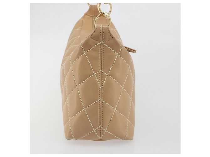 CHANEL Wild Stitch Shoulder Bag Leather Beige Gold CC - vista 4