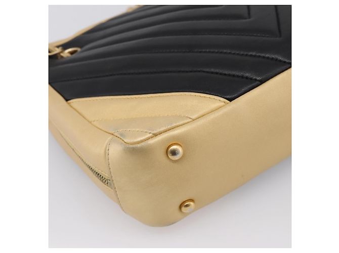 CHANEL V Stitch Chain Shoulder Bag Lamb Skin Beige Gold CC - view 17