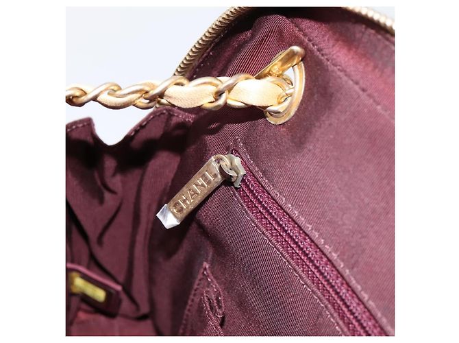 CHANEL V Stitch Chain Shoulder Bag Lamb Skin Beige Gold CC - view 21