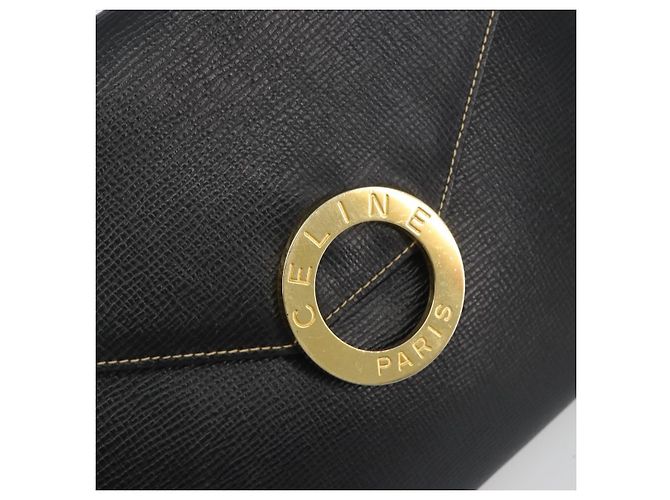 Céline CELINE Circle Clutch Bag Leather Black Gold - vista 17