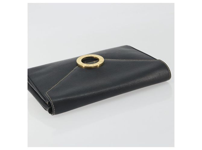 Céline CELINE Circle Clutch Bag Leather Black Gold - vista 5