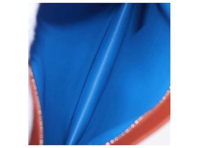 Hermès HERMES Zip Angor Clutch Bag Leather Blue Silver - vista 10