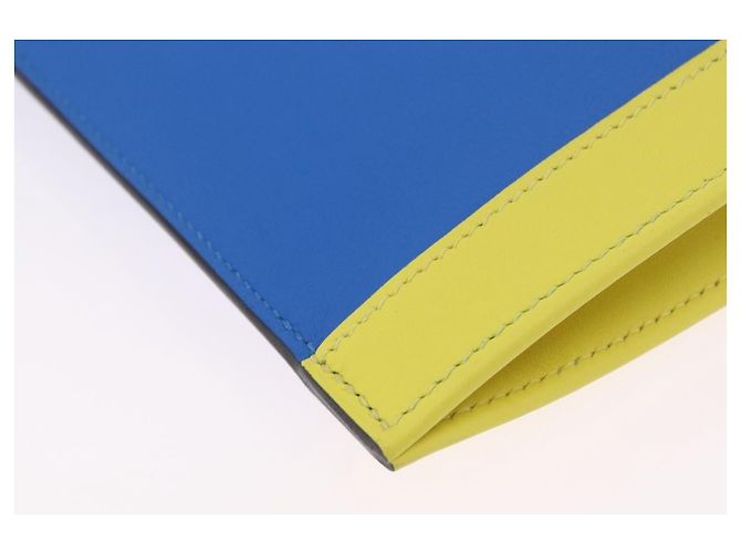 Hermès HERMES Zip Angor Clutch Bag Leather Blue Silver - vista 17