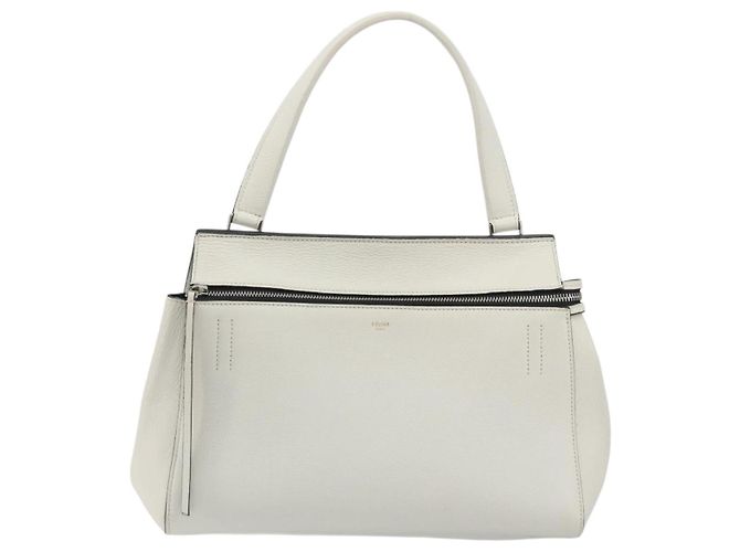 Céline CELINE Edge Medium Hand Bag Leather White Silver - vista 13