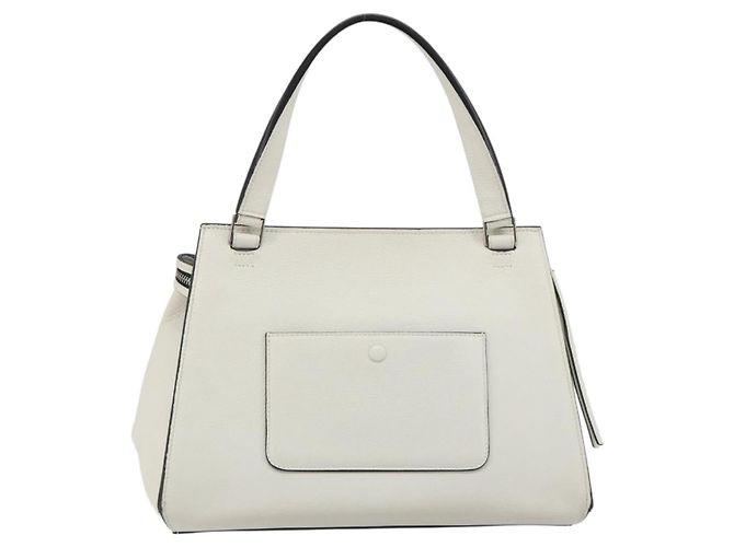 Céline CELINE Edge Medium Hand Bag Leather White Silver - vista 2