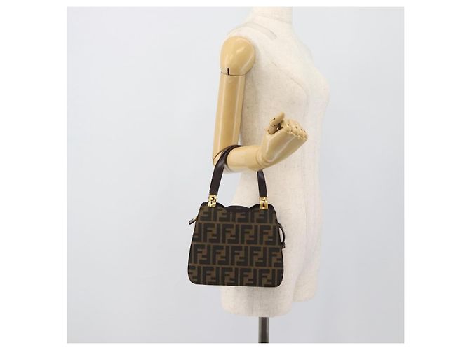 FENDI Zucca Canvas Hand Bag Brown Gold Tone - vista 23