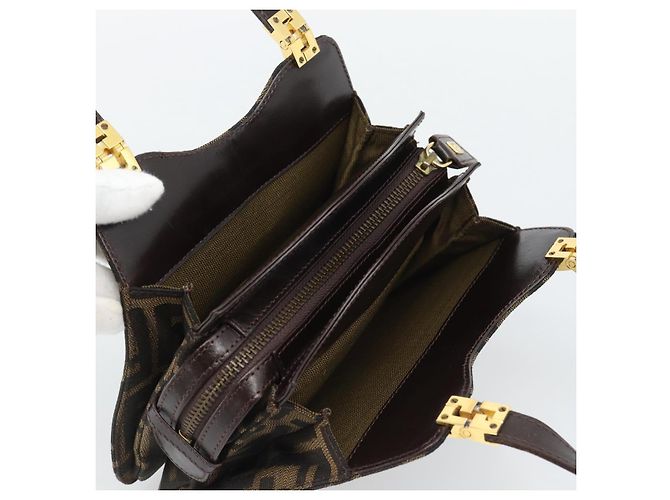 FENDI Zucca Canvas Hand Bag Brown Gold Tone - vista 6