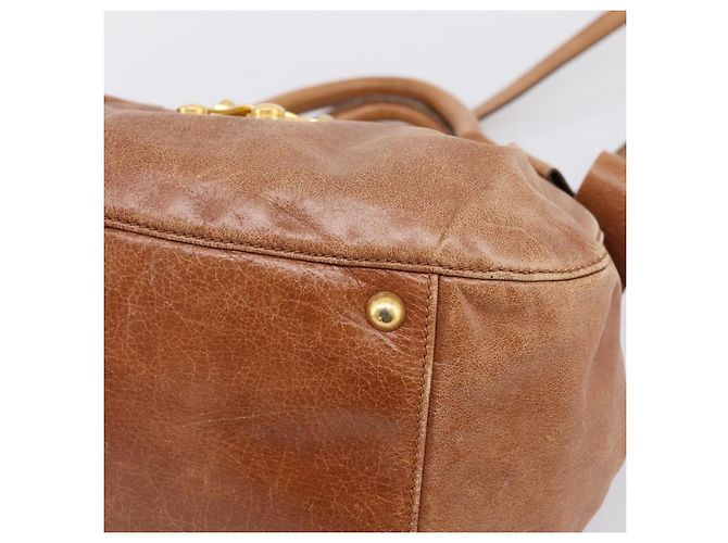Miu Miu Ribbon Hand Bag Leather 2way Brown Gold - vista 10