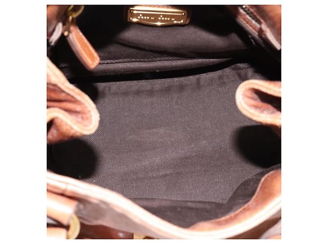 Miu Miu Ribbon Hand Bag Leather 2way Brown Gold - vista 11