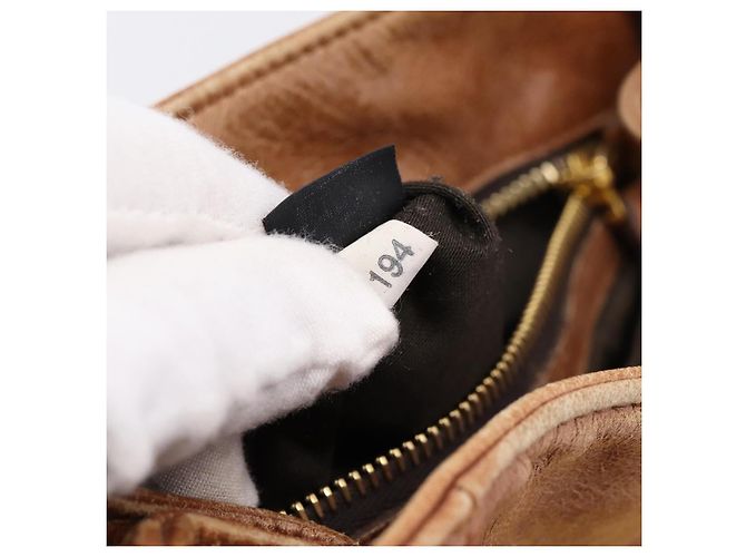 Miu Miu Ribbon Hand Bag Leather 2way Brown Gold - vista 12