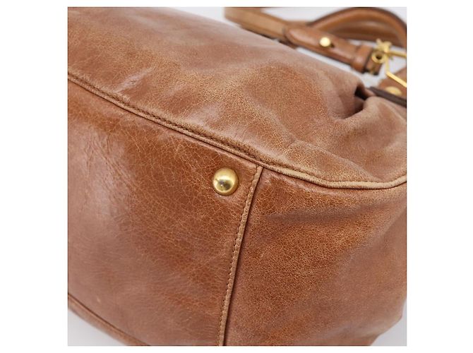 Miu Miu Ribbon Hand Bag Leather 2way Brown Gold - vista 16