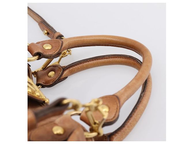 Miu Miu Ribbon Hand Bag Leather 2way Brown Gold - vista 8